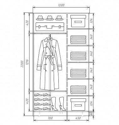 Шкаф-купе 2-х дверный Хит-22-4-12-77-18, Абстракция №2 Венге