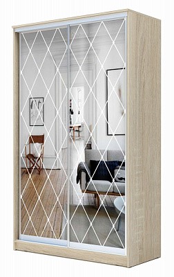 Шкаф-купе 2-х дверный Хит-22-12-66-12, 2200х1200х620, пескоструй «Ромб» Дуб Сонома