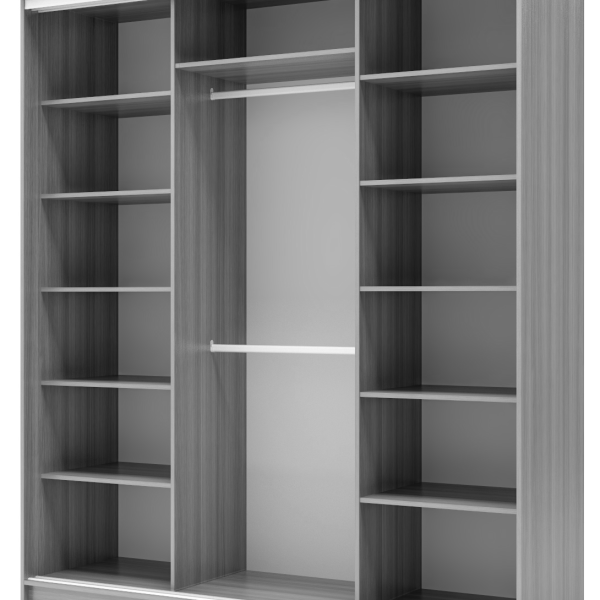 Шкаф-купе 3-х створчатый 2400х2000х620 три зеркала, наполнение №2, Цапли ХИТ 24-20/2-656-01 Венге