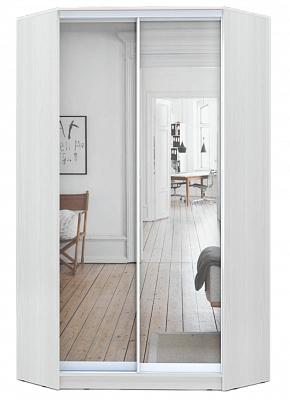 Шкаф угловой 2 зеркала, 2200х1103, ХИТ У-22-4-55, белая шагрень