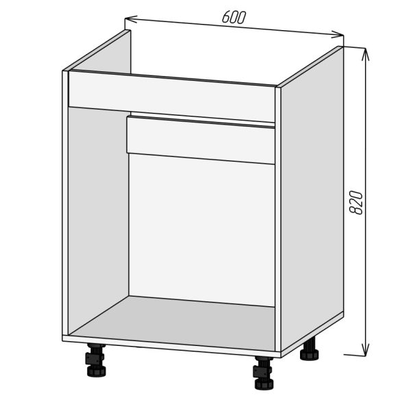 Кухонный корпус НММ600х820мм (2уп)