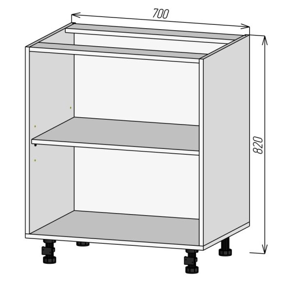 Кухонный корпус НМП700х820мм (3уп)