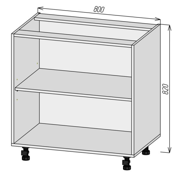 Кухонный корпус НМП800х820мм (3уп)