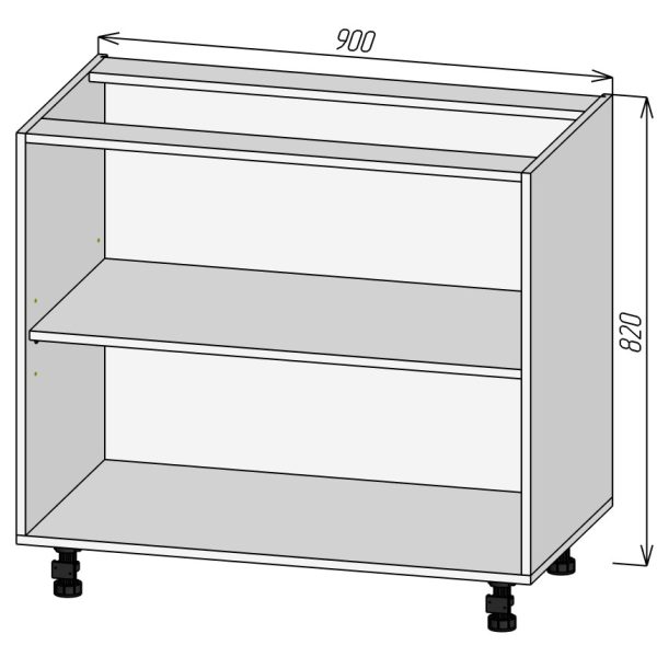 Кухонный корпус НМП900х820мм (3уп)