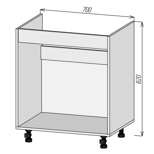 Кухонный корпус НММ700х820мм (2уп)