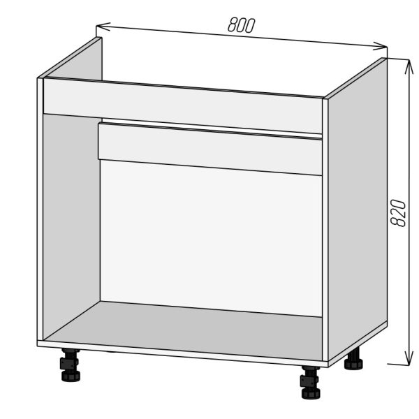 Кухонный корпус НММ800х820мм (2уп)