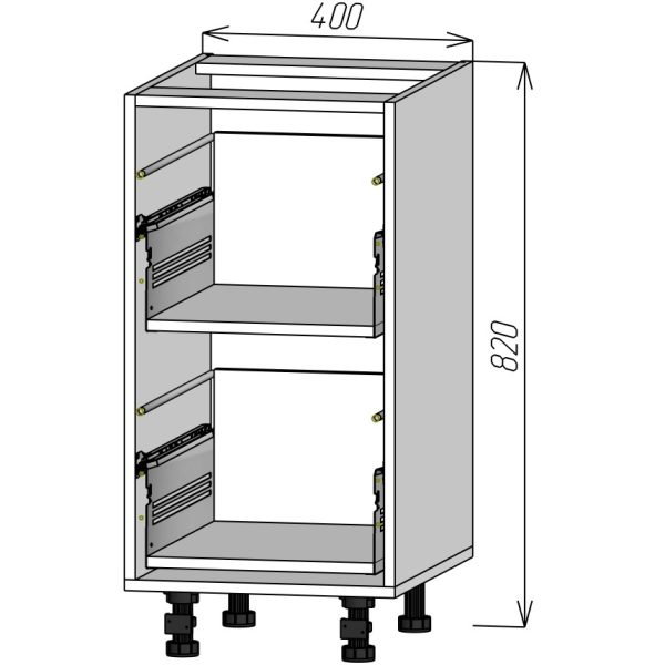 Кухонный корпус НМ2Я400х820мм (2уп)