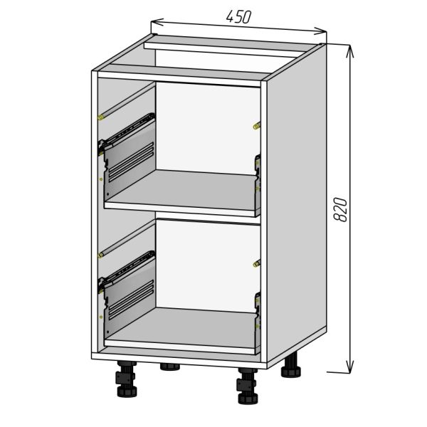 Кухонный корпус НМ2Я450х820мм (2уп)