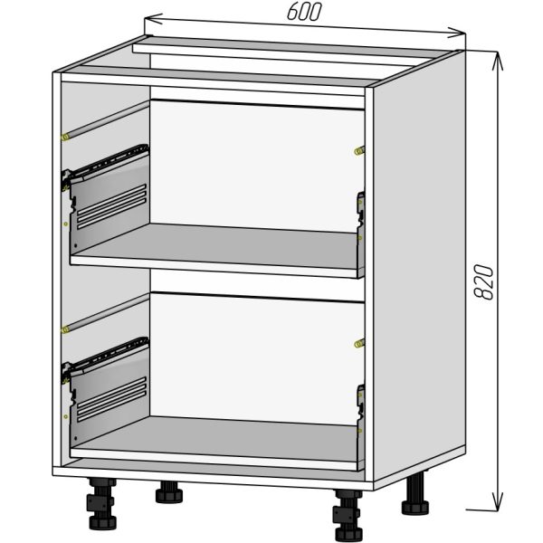 Кухонный корпус НМ2Я600х820мм (4уп)