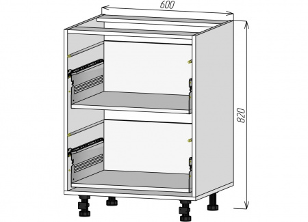 Кухонный корпус НМ2Я600х820мм (4уп)