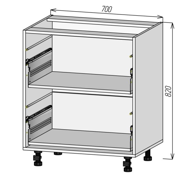 Кухонный корпус НМ2Я700х820мм (4уп)