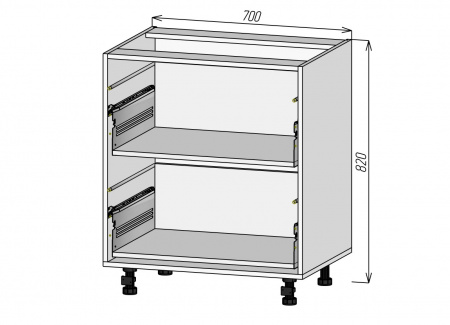 Кухонный корпус НМ2Я700х820мм (4уп)