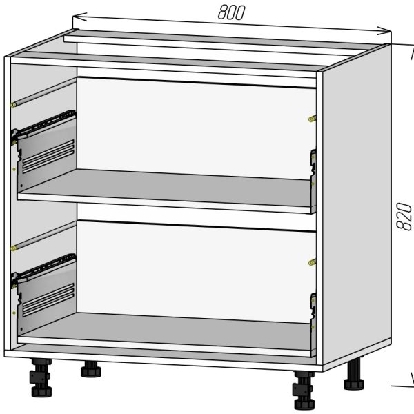 Кухонный корпус НМ2Я800х820мм (4уп)