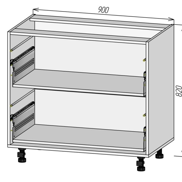 Кухонный корпус НМ2Я900х820мм (4уп)
