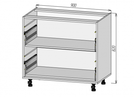 Кухонный корпус НМ2Я900х820мм (4уп)