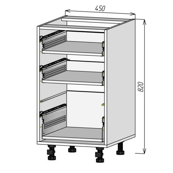 Кухонный корпус НМ3Я450х820мм (3уп)