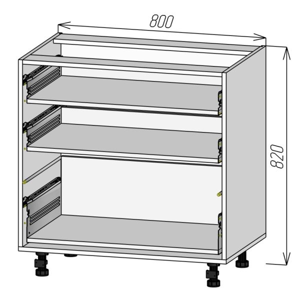 Кухонный корпус НМ3Я800х820мм (4уп)