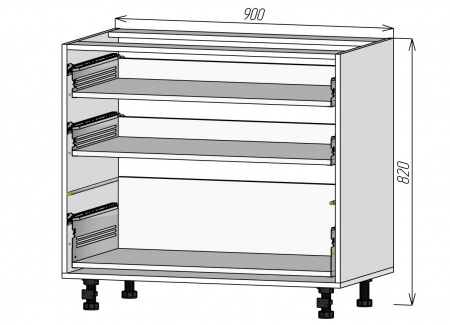Кухонный корпус НМ3Я900х820мм (4уп)