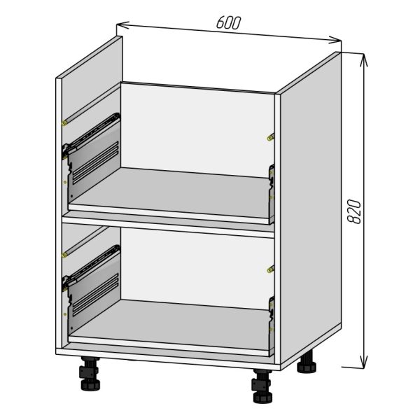 Кухонный корпус НМВ2Я600х820мм (4уп)