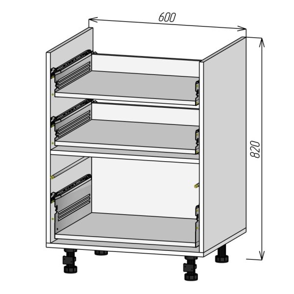 Кухонный корпус НМВ3Я600х820мм (4уп)
