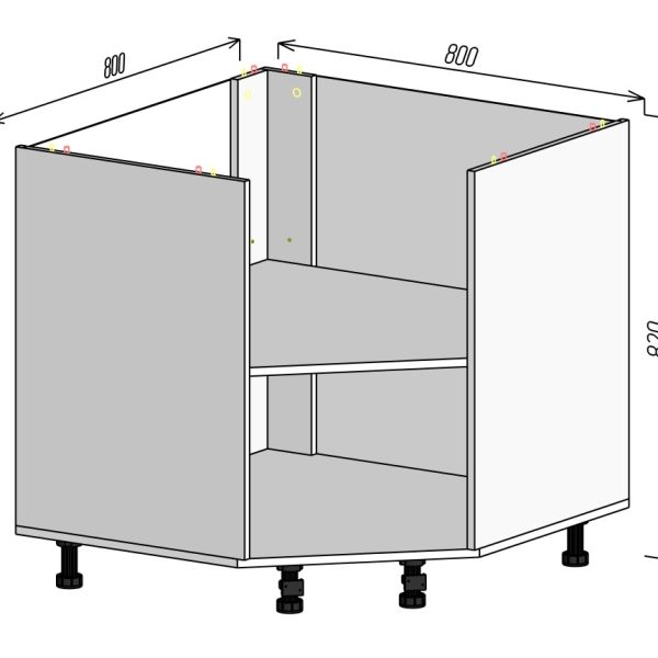 Кухонный корпус НМУП850х820мм (3уп)