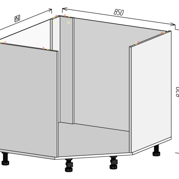Кухонный корпус НМУМ900х820мм (3уп)