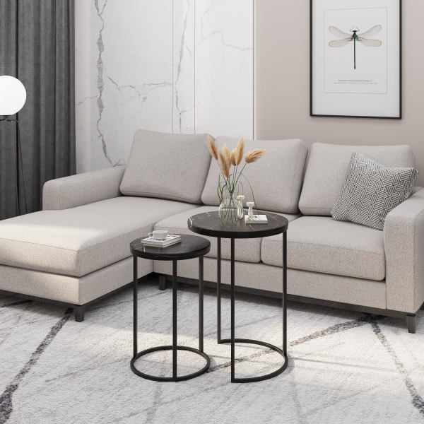Журнальный столик ДАБЛ Long (D500*670+ 400*570) черный