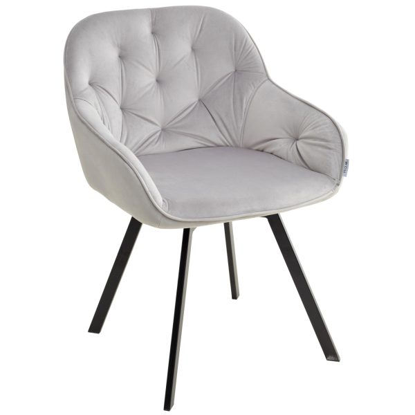Стул GALE 360 град. поворот. BLUVEL-03 LIGHT GREY, велюр/ черный каркас, М-City